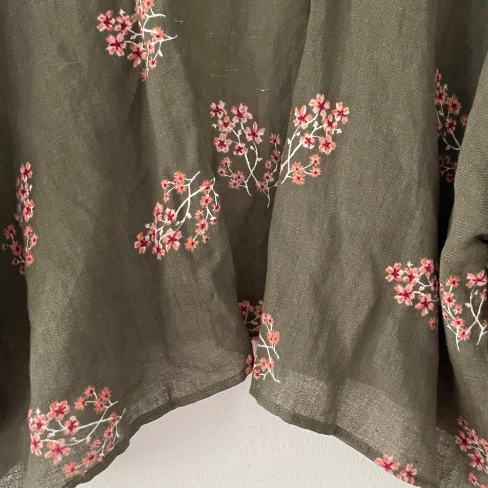 Universal Thread Linen Blend Wrap Top Open Front Onesize Cover Up Coastal Green - Picture 8 of 15